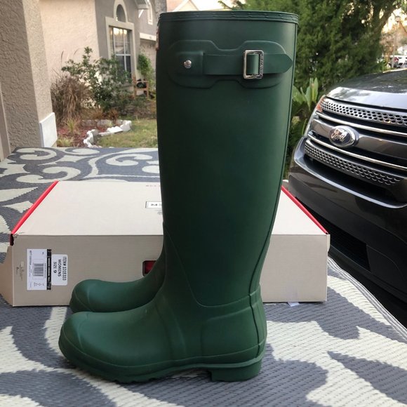 NWT Hunter women’s original tall green rain boots size 9 - Picture 2 of 6
